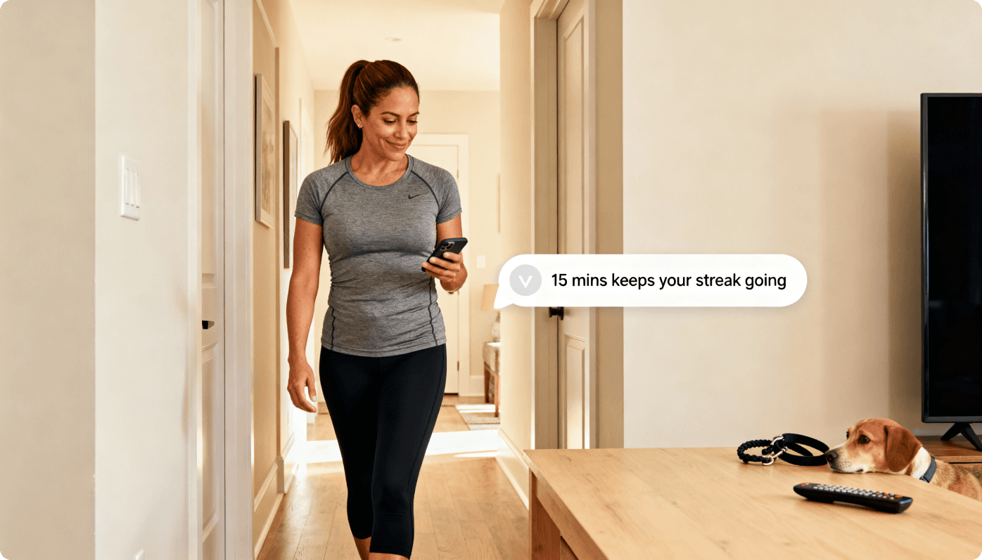 Woman receiving a Bestform reminder at home